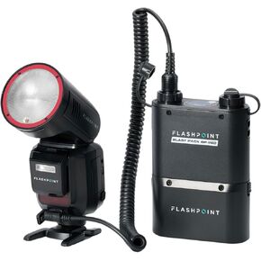 Flashpoint X100 TTL R2 Round Head Flash Kit for Nikon, 100Ws Speedlight, Touchscreen, Built-in Li-ion Battery, 400 Full Power Flashes, 1.7s Recycle, 10-Level LED, 2.4G Wireless, HSS, BP-960 Pack