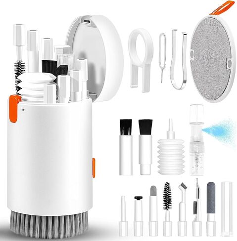 20-in-1 Keyboard Phone Screen Cleaner Kit-Multifunctional Cleaner Kit for Electronic Devices-Headphones Earbuds, Camera, Cellphones Computer Screen Brush Cleaning Spray Set-White (White) in Saudi Arabia