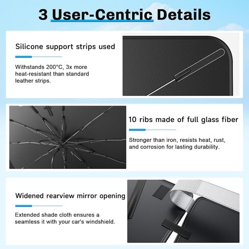 SXCY for 2019-2023 2024 Porsche Macan Windshield Sunshade 2022 2023 2024 Macan Accessories 2019-2022 2023 2024 Macan Sunshade Foldable Sun Shield for 2019-2024 Macan Sunshade Block UV Rays in Kuwait