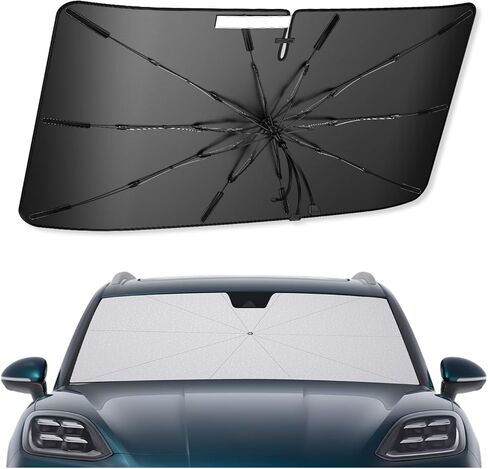 SXCY for 2019-2023 2024 Porsche Macan Windshield Sunshade 2022 2023 2024 Macan Accessories 2019-2022 2023 2024 Macan Sunshade Foldable Sun Shield for 2019-2024 Macan Sunshade Block UV Rays in Kuwait
