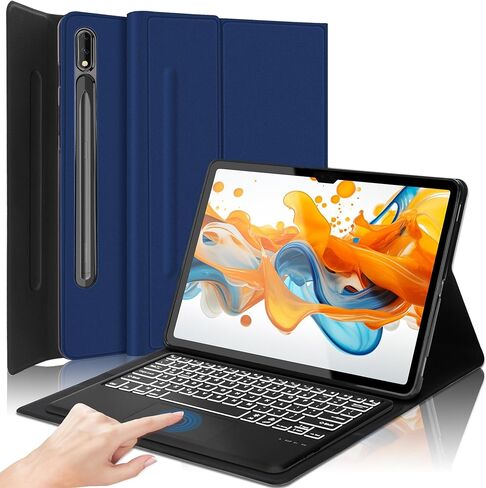 حافظة لوحة المفاتيح Galaxy Tab S9 Ultra، حافظة Tab S8 Ultra مع لوحة مفاتيح لاسلكية قابلة للفصل، غطاء حماية ذكي مع حامل قلم S لجهاز Samsung Galaxy Tab S9 Ultra 2023/S8 Ultra 2022 14.6 بوصة - ذهبي وردي in Kuwait