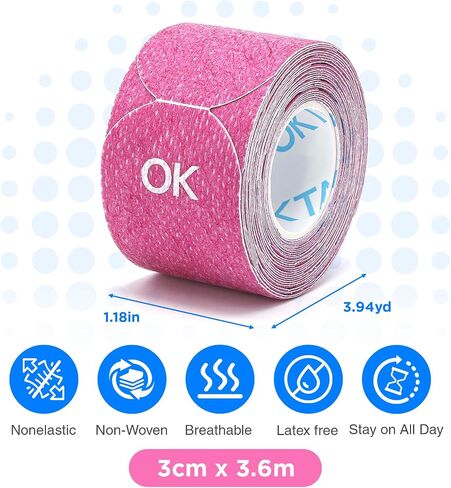 شريط منع ظهور البثور مقطوع مسبقًا من OK TAPE للأقدام | ضمادات نفطة للقدمين والأصابع وأصابع القدم | 1.2 بوصة × 3.5 بوصة، أسود، 40 قطعة in Kuwait