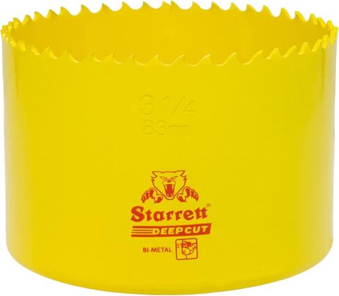 Starrett Deep Cut Hole Saw - DCH0314 Heavy Duty Bi-Metal with Extra Cobalt HSS Teeth - for Metals Wood Cast Iron Fibreglass Plastic Materials - 83mm in Kuwait