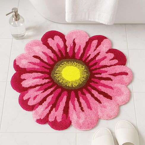 Pink Flowers Bath Rug, Floral Mat for Bathroom Cute Plant Non-Slip Floor Mats, Washable Microfiber Carpet for Living Room Home Fast Dry Area Rug in Saudi Arabia