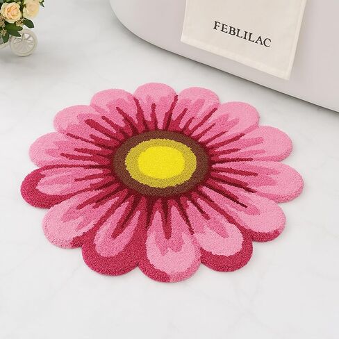 Pink Flowers Bath Rug, Floral Mat for Bathroom Cute Plant Non-Slip Floor Mats, Washable Microfiber Carpet for Living Room Home Fast Dry Area Rug in Saudi Arabia