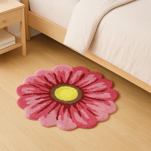 Pink Flowers Bath Rug, Floral Mat for Bathroom Cute Plant Non-Slip Floor Mats, Washable Microfiber Carpet for Living Room Home Fast Dry Area Rug in Saudi Arabia