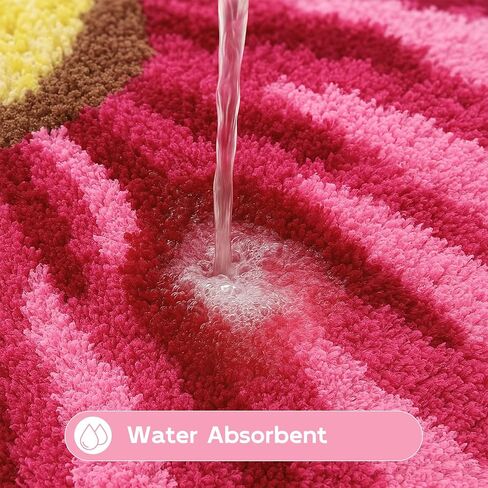 Pink Flowers Bath Rug, Floral Mat for Bathroom Cute Plant Non-Slip Floor Mats, Washable Microfiber Carpet for Living Room Home Fast Dry Area Rug in Saudi Arabia
