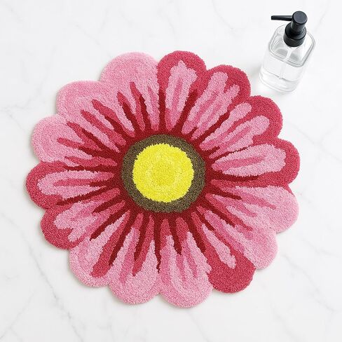 Pink Flowers Bath Rug, Floral Mat for Bathroom Cute Plant Non-Slip Floor Mats, Washable Microfiber Carpet for Living Room Home Fast Dry Area Rug in Saudi Arabia