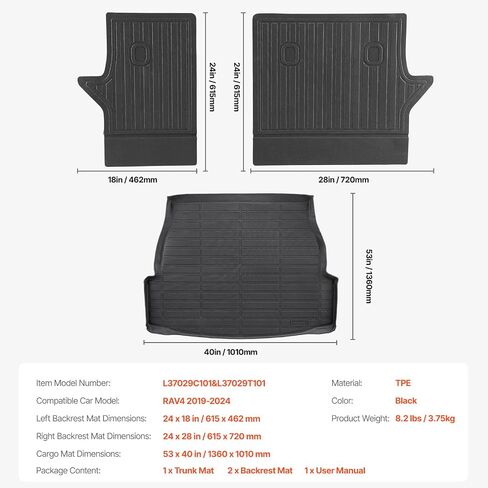 VEVOR Cargo Mat Compatible with Toyota 4Runner 7 Seater 2010-2024 Without Sliding Tray, Precise Fit Trunk Mat for SUVs, TPE Trunk Protector Replacement, Black (1PCS) in Saudi Arabia