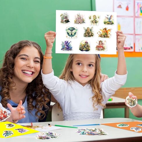 51 Pcs Cartoon Magic Witch Theme Water Bottle Stickers for Kids Adults, Glow in The Dark Green Creative Aesthetics Vinyl Waterproof Laptop Decals, Scrapbook Phone Case Skateboard Diary Party Decor in Kuwait