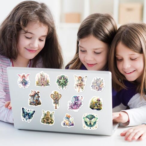 51 Pcs Cartoon Magic Witch Theme Water Bottle Stickers for Kids Adults, Glow in The Dark Green Creative Aesthetics Vinyl Waterproof Laptop Decals, Scrapbook Phone Case Skateboard Diary Party Decor in Kuwait