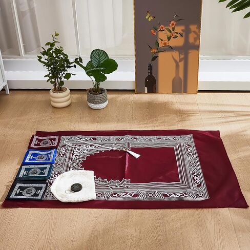 8 Pcs Portable Travel Prayer Mat with Compass Islamic Waterproof Polyester Prayer Rug Muslim Prayer Carpet with Pocket Sized Carry Bag for Muslim Ramadan Gifts (60 cm x 100 Cm) in Saudi Arabia
