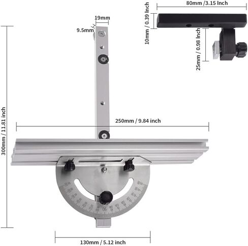Precision Miter Gauge, Miter Gauge for Table Saw, with Miter Gauge Fence and Limit Stopper, 140° Angle Stops, Adjustable for Bandsaw Router Table, 250mm x 300mm in Saudi Arabia