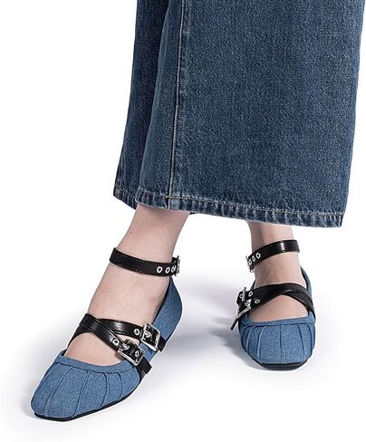 Womens Mary Jane Flats Round Toe Comfortable Cross Strap Flats Dressy Ballet Flats Shoes Vintage Shoes with Ankle Strap in Saudi Arabia