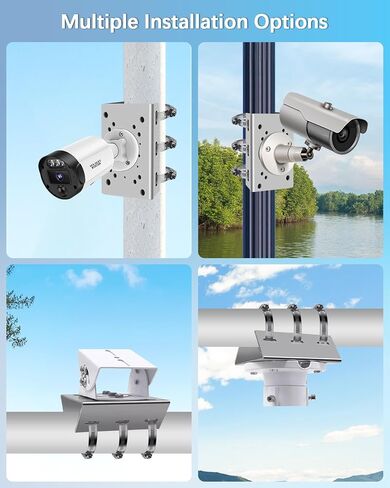 Universal Vertical Pole Corner Mount Bracket for Security Camera, Stainless Steel Pole Mount Adapter with 4 Loops, CCTV Cameras Mounting Brackets, Solar Panel Clamp in Saudi Arabia