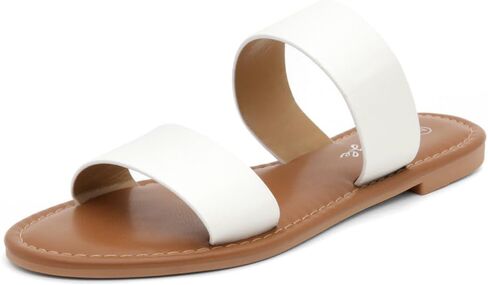 Herstyle Miraa Womens Flat Sandals Fashion Slides Flat Sandals Open Toe Double Band Sandal Comfortable Slip on Slippers for Summer in Kuwait