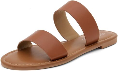 Herstyle Miraa Womens Flat Sandals Fashion Slides Flat Sandals Open Toe Double Band Sandal Comfortable Slip on Slippers for Summer in Kuwait