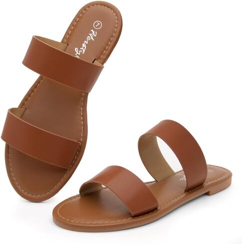 Herstyle Miraa Womens Flat Sandals Fashion Slides Flat Sandals Open Toe Double Band Sandal Comfortable Slip on Slippers for Summer in Kuwait