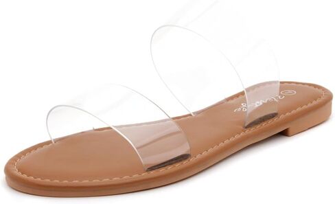 Herstyle Miraa Womens Flat Sandals Fashion Slides Flat Sandals Open Toe Double Band Sandal Comfortable Slip on Slippers for Summer in Kuwait