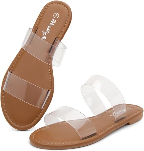 Herstyle Miraa Womens Flat Sandals Fashion Slides Flat Sandals Open Toe Double Band Sandal Comfortable Slip on Slippers for Summer in Kuwait