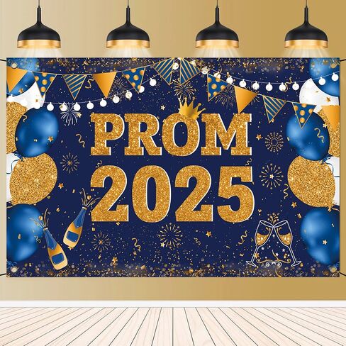 Large 71" X 43" Prom Decorations 2025 Backdrop Banner, Black and Silver Prom Backdrop for Photoshoot 2025 Send Off Decorations for High School College Graduation Party Decor in Saudi Arabia