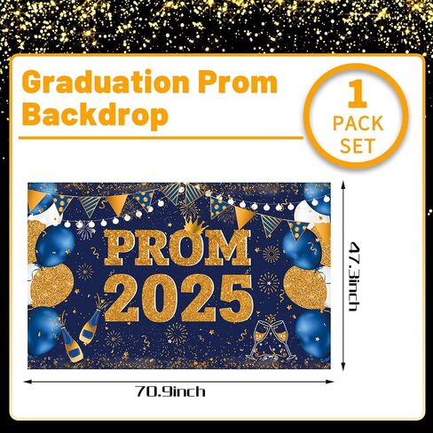 Large 71" X 43" Prom Decorations 2025 Backdrop Banner, Black and Silver Prom Backdrop for Photoshoot 2025 Send Off Decorations for High School College Graduation Party Decor in Saudi Arabia