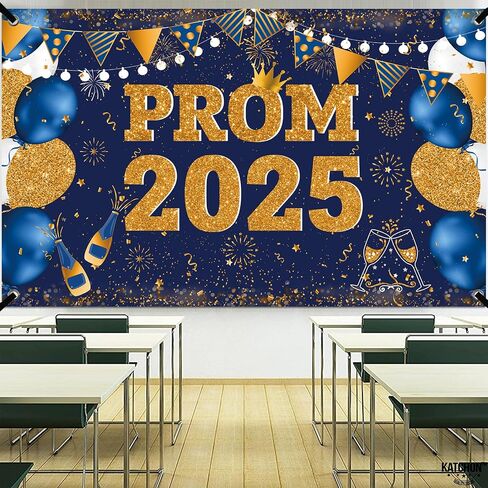 Large 71" X 43" Prom Decorations 2025 Backdrop Banner, Black and Silver Prom Backdrop for Photoshoot 2025 Send Off Decorations for High School College Graduation Party Decor in Saudi Arabia