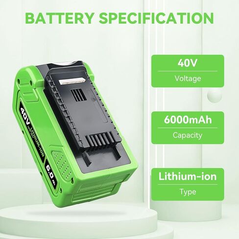 Ferryboat 6000mAh 40V بطارية بديلة لبطارية GreenWorks 40V 29462 بطارية متوافقة مع Greenworks 29472 29462 G-MAX Power Tools 29252 20202 22262 25312 25322 (حزمة واحدة) in Saudi Arabia