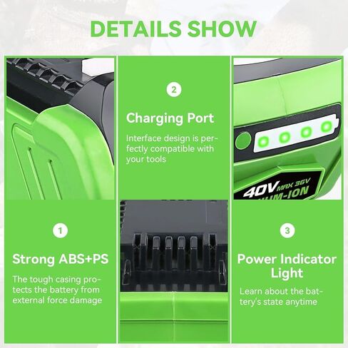 Ferryboat 6000mAh 40V بطارية بديلة لبطارية GreenWorks 40V 29462 بطارية متوافقة مع Greenworks 29472 29462 G-MAX Power Tools 29252 20202 22262 25312 25322 (حزمة واحدة) in Saudi Arabia