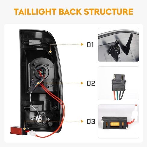 LED Tail Light Fit for Ford F150 1997-2004, for F-250 1997-1999 Light Duty (7 Lug Nut), for F-250 F-350 F450 F550 Super Duty 1999-2007,Only Fits for Styleside/Fleetside Models, Smoke Lens in Saudi Arabia