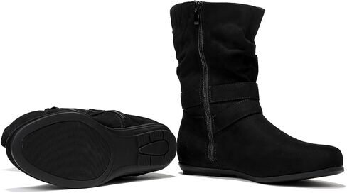 Luoika Women's Wide Width Ankle Boots - Black Brown Short Boots Block Low Heel Side Zipper Booties. in Saudi Arabia
