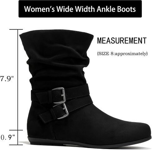 Luoika Women's Wide Width Ankle Boots - Black Brown Short Boots Block Low Heel Side Zipper Booties. in Saudi Arabia