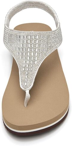 Selenepair Women T-Strap Thong Sandals Summer Rhinestone Bling مرنة اليوغا in Kuwait