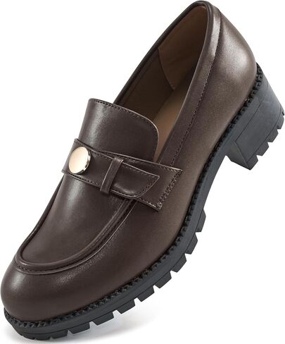 Ecetana Womens Loafers Comfortable Slip On Chunky Platform Penny Fashion Shoes for Business Work Casual in Saudi Arabia