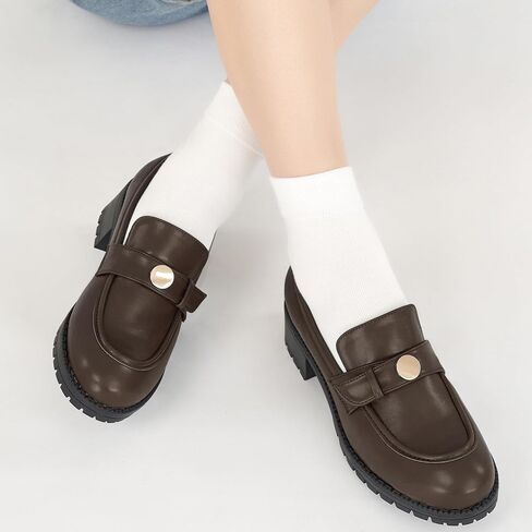 Ecetana Womens Loafers Comfortable Slip On Chunky Platform Penny Fashion Shoes for Business Work Casual in Saudi Arabia