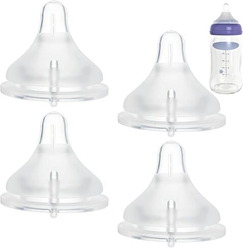Silicone Bottle Nipples Compatible with Lansinoh Bottles, 4 Pack Replacement Bottle Nipple, Leak-Proof, BPA-Free, Anti-Colic, Size S for 1+ Months (Slow Flow) in Kuwait