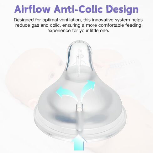 Silicone Bottle Nipples Compatible with Lansinoh Bottles, 4 Pack Replacement Bottle Nipple, Leak-Proof, BPA-Free, Anti-Colic, Size S for 1+ Months (Slow Flow) in Kuwait