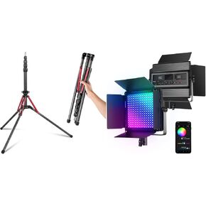 NEEWER RGB1200 RGB LED Video Light Panel with APP/2.4G Control, 60W Studio Photography Lighting and ST210R Light Stand Carbon Fiber with 180° Reversible Legs Kit