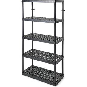 Gracious Living 4 Shelf Fixed Height Ventilated Medium Duty Storage Unit 14 x 32 x 54.5" Organizer System for Home, Garage, Basement, & Laundry, Black in Saudi Arabia