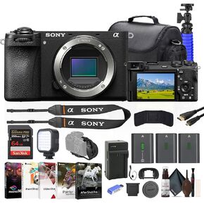 Sony a6700 Mirrorless Digital Camera Body Only (ILCE-6700), 64GB Card, 2 x NP-FZ100 Battery, Card Reader, LED Light, Photo Software, HDMI Cable, Case, Flex Tripod, Hand Strap, Card Wallet and More