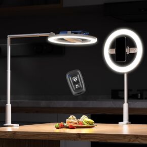 Overhead Phone Mount with Ring Light, 10" Selfie Ring Light with Stand and Phone Holder, Overhead Tripod for Content Creators, TikTok, YouTube, Zoom Video Recording & Filming