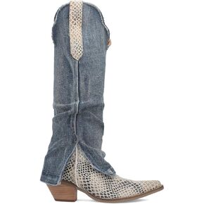 Dingo Women's Shabby Leather Boot Fashion, Blue, 6.5