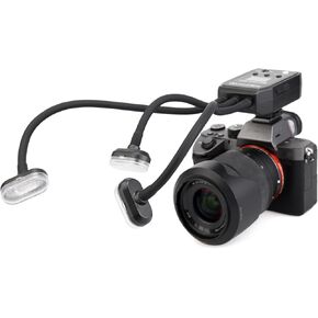Triple Head Macro Flash, 2 Xenon Lights (5600K) + 1 LED Continuous Light (6500K), with Adjustable Arms, for Insect and Plant Macro Photography, Compatible with Sony, Canon, Nikon, and Fuji.