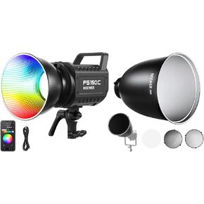NEEWER FS150C 130W RGB LED Video Light, 2500-7500K COB Continuous Lighting Output with CRI97/TLCI98 4 Dimming Curves, Bowens Mount Spotlight for Studio Shoots, FR30 11.6" Deep Focus Reflector Included