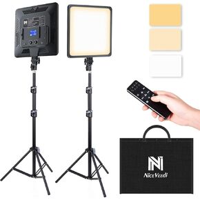 2-Pack 48W Video Light Kit, 2700-8500K Dimmable Bi-Color CRI 97+ Photography Light with Remote Control&79" Tripod Stand, Professional Studio Light for Studio, YouTube Video