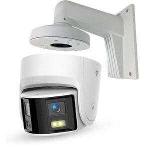 Acusense 6MP Dual Lens Poe IP Security Camera Outdoor 180 Degree Panoramic Wide Angle, Plug and Play with Hik Vision NVR, Compatible with Blue Iris, Include DS-1273ZJ-130-TRL Wall Mount Bracket