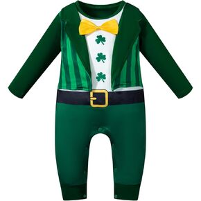 تروج لأخته الكبيرة الأولاد الأولاد Leprechaun أول يوم St Patrick's Lucky Clover Long Sleeve Romper