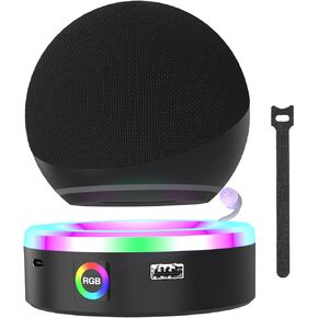 Charging Station for Echo Dot 4 th 5th gen, 4 Modes Touch Control Music Sync RGB LED Multicolor Light, Desk Desktop Holder Mount Charger Stand with Cable Organizer (White)