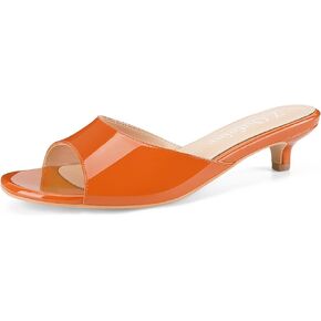 Z.Oufeier Women's Low Kitten Heeled Slide Sandals Round Open Toe Slip On Mules For Party Dress Wedding