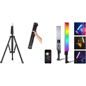NEEWER BH30S RGB Light Wand with 2.4G/APP Control, Photography Handheld Video Lighting Stick with ST180R 71"/180cm Portable Light Stand, Adjustable Metal Camera Tripod Reverse Folding Light Tripod